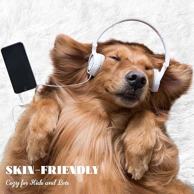 4FT Round Rug for Bedroom: Fluffy Shag Soft Washable Rugs Circle Small Fuzzy Plush Indoor Carpet for Living Room Nursery Playroom Dorm Kids Girls Boys Room (White, 4'x4')