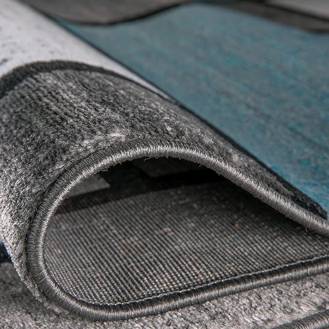 Rugshop Contemporary Modern Boxes for Home Office,Living Room,Bedroom,Kitchen Non Shedding Runner Rug 2'7" x 6' Blue