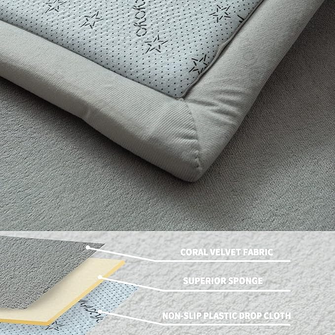 MAXYOYO Baby Play Mat, 1.2" Thick Memory Foam Soft Padded Carpet with Non-Slip Backing, 3x5 ft Japanese Tatami Rug Living Room for Kids, Toddler, Children, Nusery(Grey)