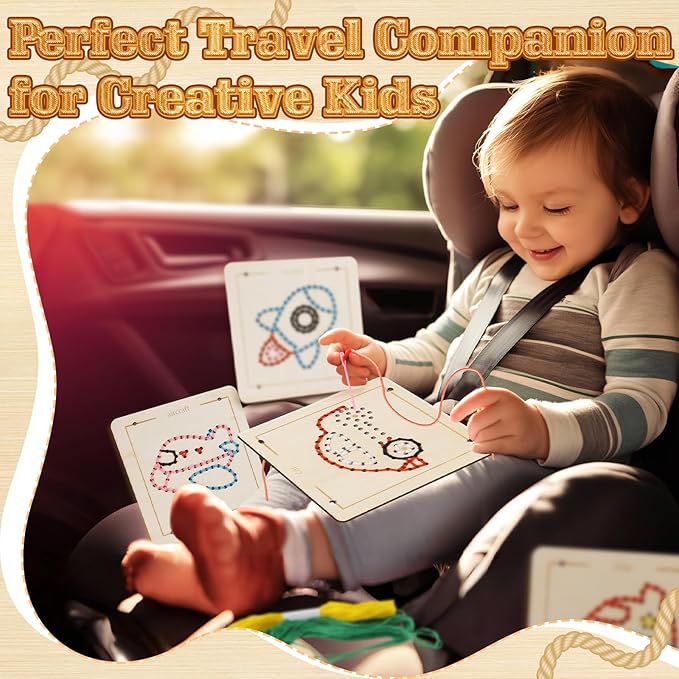 Montessori Wooden Lacing Toys for Toddlers and Kids Ages 2-4 5-7, Sewing Kit Fine Motor Skill Busy Board, Education Sensory Preschool Toy for 1 2 3 4 Year Olds, Birthday Gift for Boys and Girls