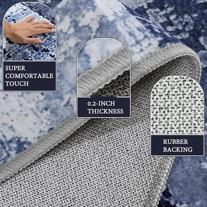 LOCHAS Washable Runner Rugs for Hallway, 2x6 Non Sip Soft Rug for Bedroom Entryway Kitchen Laundry Room, Long Abstract Carpet for Indoor Floor Bedside, Geometric Vintage Home Decor, Pet & kid Friendly