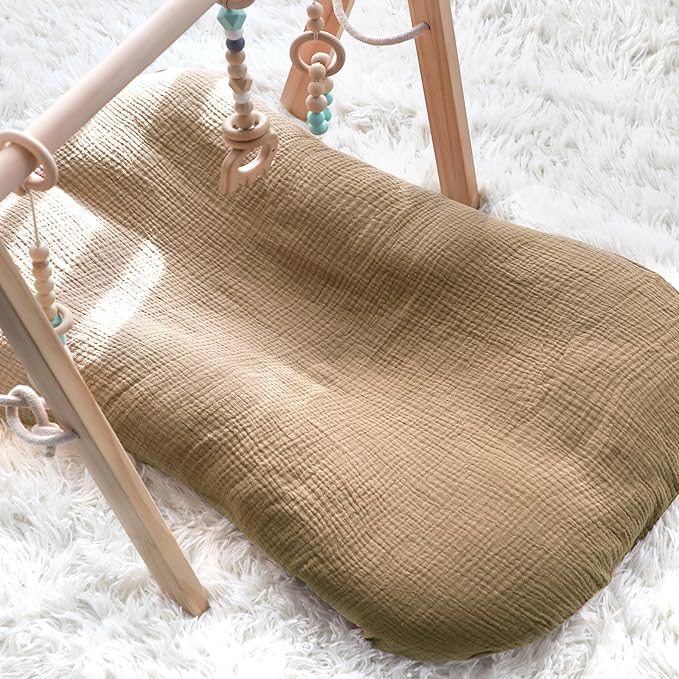 Hooyax Muslin Baby Lounger Cover 1 Pack, 100% Cotton Soft & Breathable Infant Lounger Covers Only for Newborn (Brown)