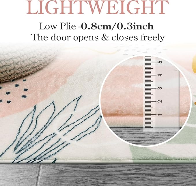 Lahome Pink 10x14 Area Rugs, Washable Ultra-Thin Large Rug for Living Room, Non Slip Throw Rug for Dining Room, Soft Botanical Print Indoor Rug for Bedroom Office Guest Room (Pink, 10'x14')