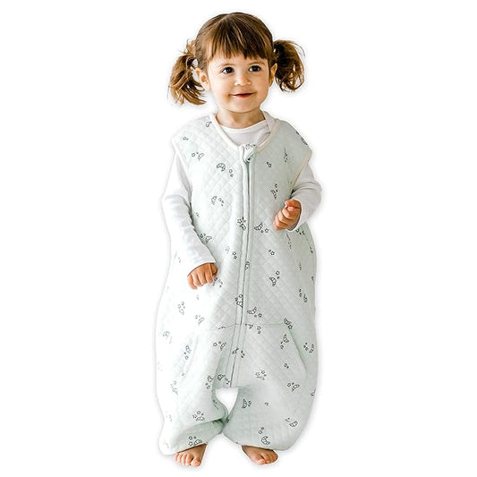 Tealbee DREAMSUIT: Toddler Sleep Sack with Feet 12-18 months, 18-24 months - 0.8 TOG Lightweight Baby Wearable Blanket for Walkers - Rayon made from Bamboo, Organic Cotton Sleeping Bag - Croissant