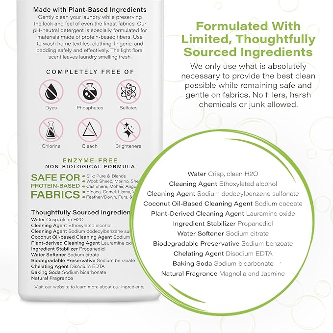 Heritage Park Silk & Wool Spring Magnolia Floral Scent, pH-Neutral Laundry Detergent - Enzyme-Free, Ultra Concentrated (64 fl oz Refill)