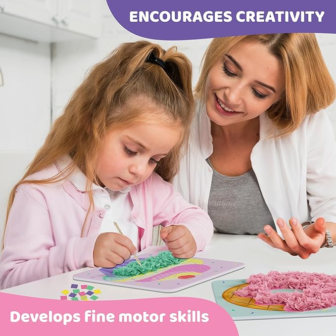 jackinthebox Poke Poke Art for Kids - Candyland Theme, Mess-Free Fabric Art and Craft, Flower Pressing Kits, Gift for Kids, Girl Gifts, DIY Activity Boy Gift, Toys for Girls and Boys Ages 4 5 6 7 8