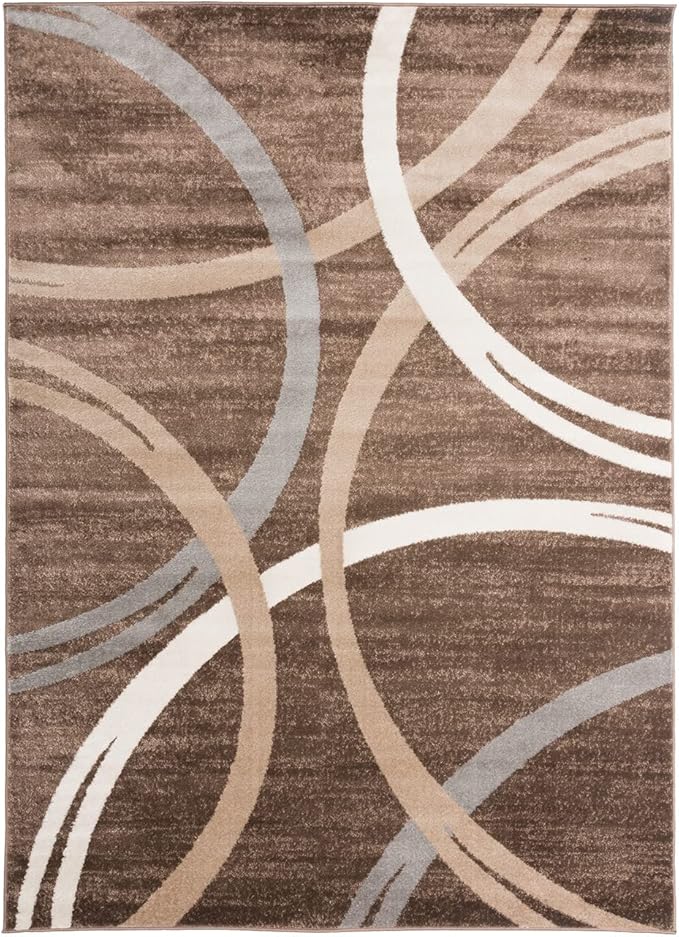 Rugshop Modern Wavy Circles Design Area Rug 3'3" x 5' Brown
