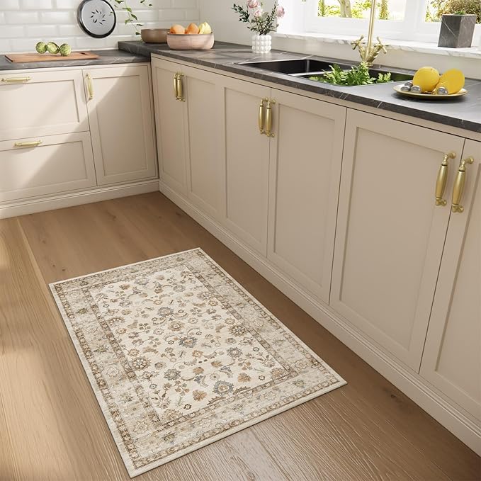 Machine Washable Small Rugs for Kitchen: Door Mat Indoor Entrance 2x3 Entryway Rug Stain Resistant Non-Slip Low Pile Soft Throw Carpet for Front Door Indoor Entrance Entry Bedroom Nursey