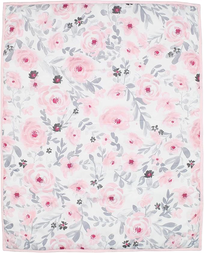 Bedtime Originals Blossom Pink Watercolor Floral 3-Piece Mini Crib Bedding Set