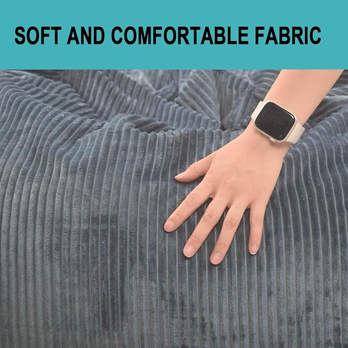 Classic Bean Bag Chair, with Faux Rabbit Fur Cover for Teens and Kids, Memory Foam Bean Bag Chairs, Ultra Soft Faux Fur Fabric, 2.5 feet Round Fluffy Bean Bag Sofa