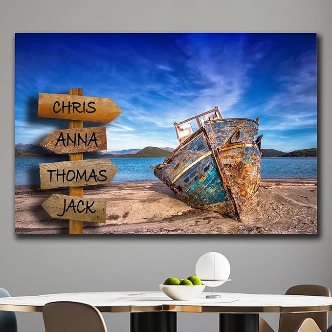 Personalized Father's Day Family Names Street Custom Multi-Name Date of Birth Vintage Street Sign Happy Fathers Day Poster Canvas Wall Art Best Gifts for Dad Husband from Daughter Son Wife Kids #12