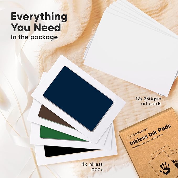 4-Pack Inkless Baby Hand and Footprint Kit - Mess Free Ink Pad for Newborn Keepsake, Dog Nose & Paw Print Kit, Clean Touch Ink Pad for Baby Hand & Footprints, Ideal New Mom Gifts (Midnights)