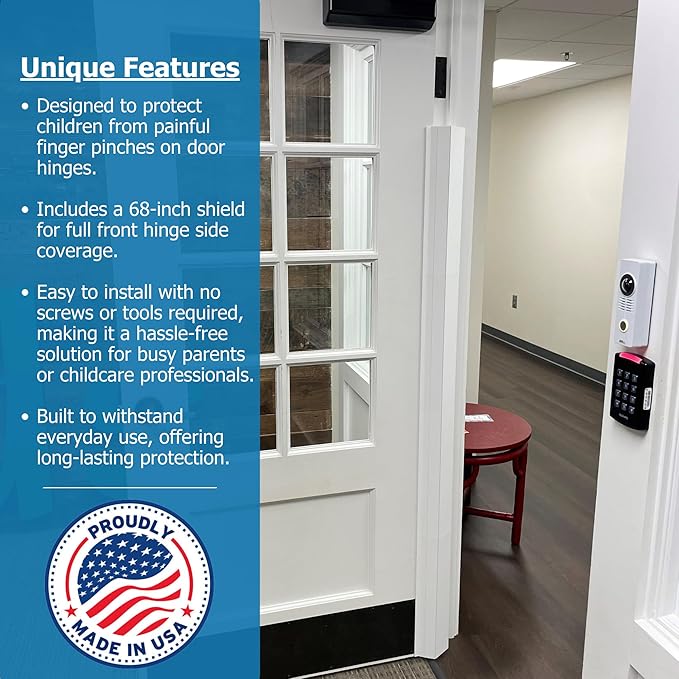 Cardinal Gates PinchNot 90 Degree Door Pinch Guard for Kids Safety-Door Hinge Protector for Babies-CSP23-Door Finger Pinch Shield Single for Front of Door-Child Proof Jamb-Made in USA