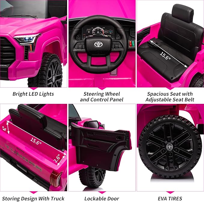 Electric Car for Kids, Licensed Toyota Tundra 12V Electric Truck, Off-Road Kids Car w/Remote, Spring Suspension & 3 Speeds, LED Headlights, Ride-On Toys for Boys/Girls