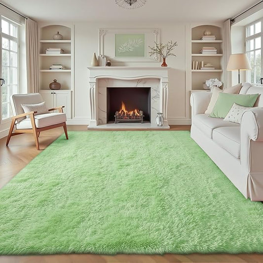 8x10 Area Rug for Living Room: Fluffy Shag Soft Washable Rugs Large Fuzzy Plush Indoor Carpet for Bedroom Nursery Playroom Kids Girls Boys Room (Sage Green, 8'x10')