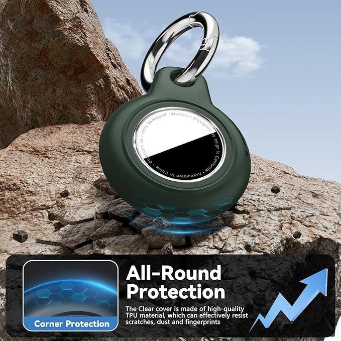 Upgrade Waterproof Airtags Holder with Apple Airtags Keychain, Hard PC Air Tag Case, Anti-Scratch & Shock Air tag Holder,Men's Women's Keyrings & Keychains, for Dog,Car Key,Luggage -Dark Green