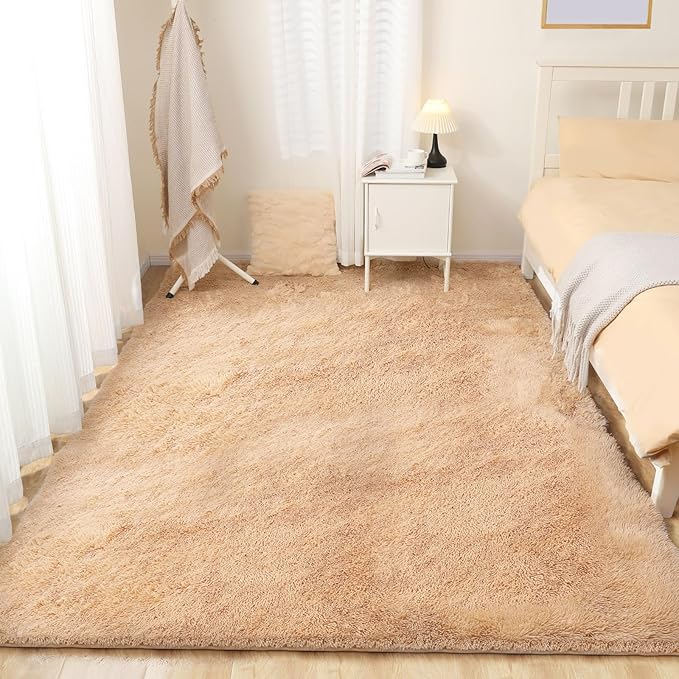 Luxury 4x6 Area Rug, Ultra Soft Rugs for Living Room, Plush Carpet Rugs for Bedroom, Non-Slip Indoor Rug for Nursery, Study Room, Playroom, Home Decor, Camel