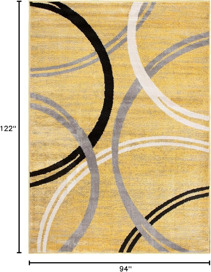 Rugshop Modern Wavy Circles Design Area Rug 7'10" x 10'2" Yellow
