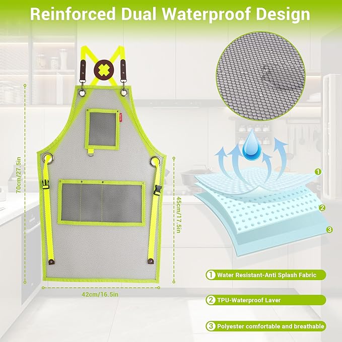 Kids Art Aprons for Painting, Gardening, Cooking, Multiple Pockets, Kids Smock for Boys & Girls, Waterproof (Age6-12)