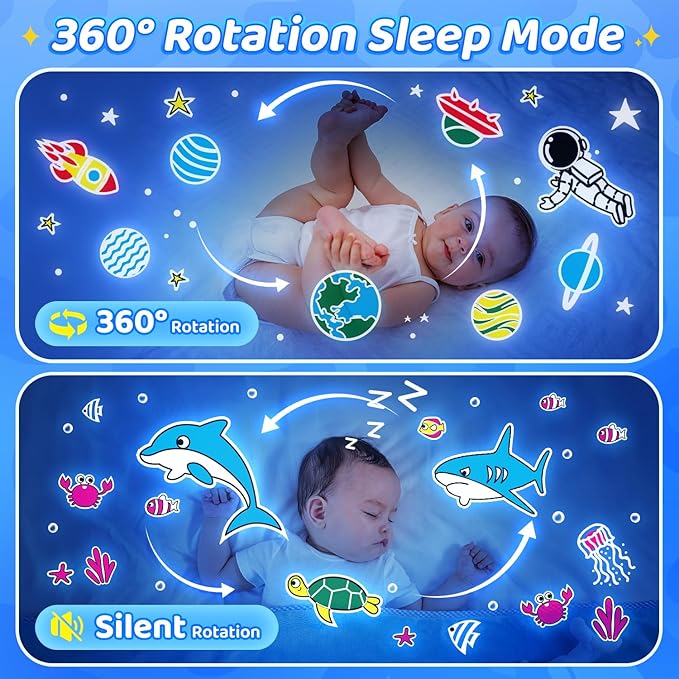 COOLNIGHT Star Lights for Bedroom, 72 Lighting Modes Star Projector Lights for Kids Room, 2400mAh Rechargeable Night Light Kids, Remote 360° Silent Sensory Light Projector for Boys Gifts