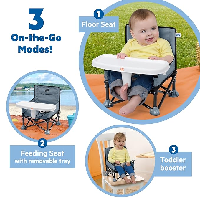 Ford Bronco Pop 'N Sit Portable Booster Chair by Bright Starts, Floor Seat, Indoor/Outdoor Use, Compact Fold, Area 51 Color, 6 Mos - 3 Yrs