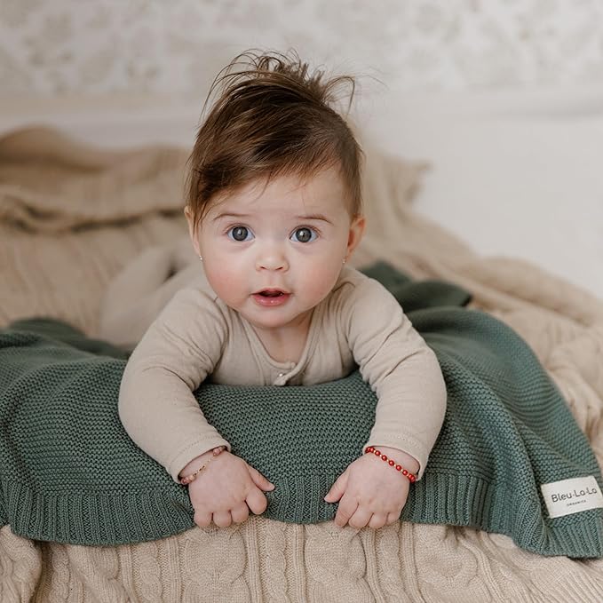 Heritage Knit Organic Swaddle Blanket for Girls - 100% Soft Luxury Cotton Knit Receving Swaddler - Warm Cozy Crib Swaddling Blanket for Newborns Infants & Toddler (0-2Yrs - Dreamy Lilac)