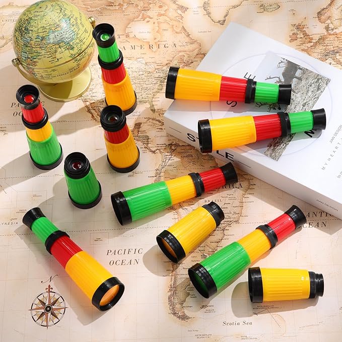 24 Pcs Plastic Pirate Telescope for Pirate Party Favors Portable Pocket Educational Science Spyglass Mini Monocular for Pirate Birthday Party Supplies Halloween Treasure Hunt