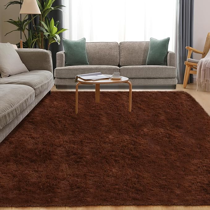 Luxury Area Rug, 6x9 Rugs for Living Room, Ultra Soft Rugs for Bedroom, Non-Slip Indoor Carpet for Nursery, Kids Room, Playroom, Home Decor, Brown