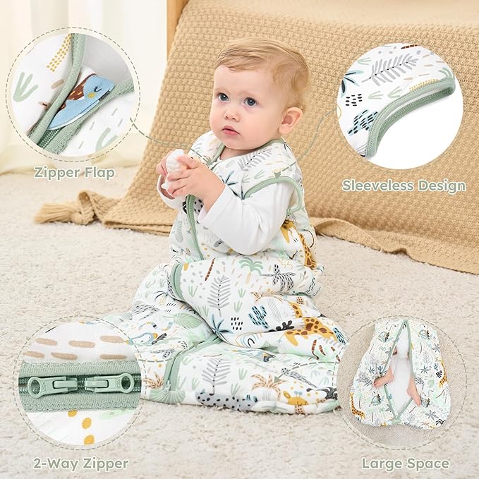 Yoofoss Baby Sleep Sack 18-24 Months, TOG 2.5 Baby Wearable Blanket with 2-Way Zipper, 100% Organic Cotton Fabric Winter Newborn Sleeping Sack, Warm Soft Comfy