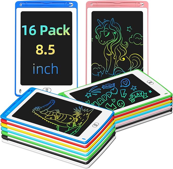 LCD Writing Tablet for Kids, 8.5 Inch Colorful Doodle Board Drawing Tablet, Educational Learning Toys Birthday Gifts for Kids Age 3 4 5 6 7 8 (16 Pack)