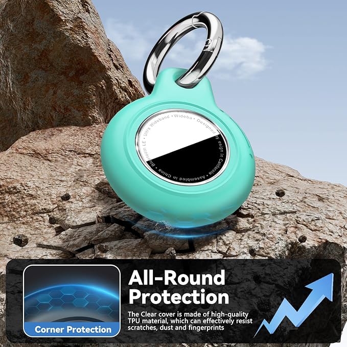 Upgrade Waterproof 2 Pack Airtags Holder with Apple Airtags Keychain, Hard PC Air Tag Case, Anti-Scratch & Shock Air tag Holder, Men's Women's Keyrings & Keychains-Orange+Mint Green