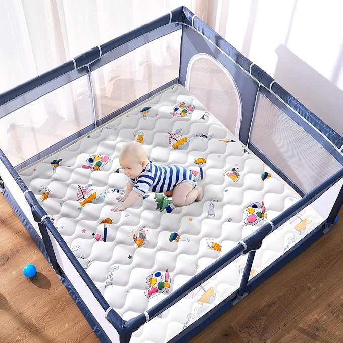 High-Density Foam Baby Play Mat, 50x50 Inches Thicken One-Piece Comfortable and Soft Playmat, Non Slip Machine Washable Floor Mat for Infants, Tapete para Bebes,Toddlers