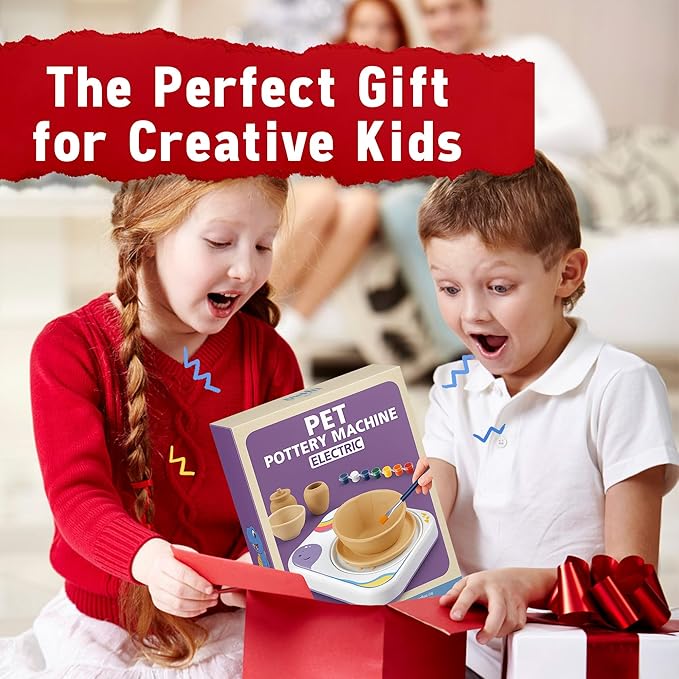 Pottery Wheel for Kids, Ceramic Art Pottery Painting Kit for Kids Ages 3-12