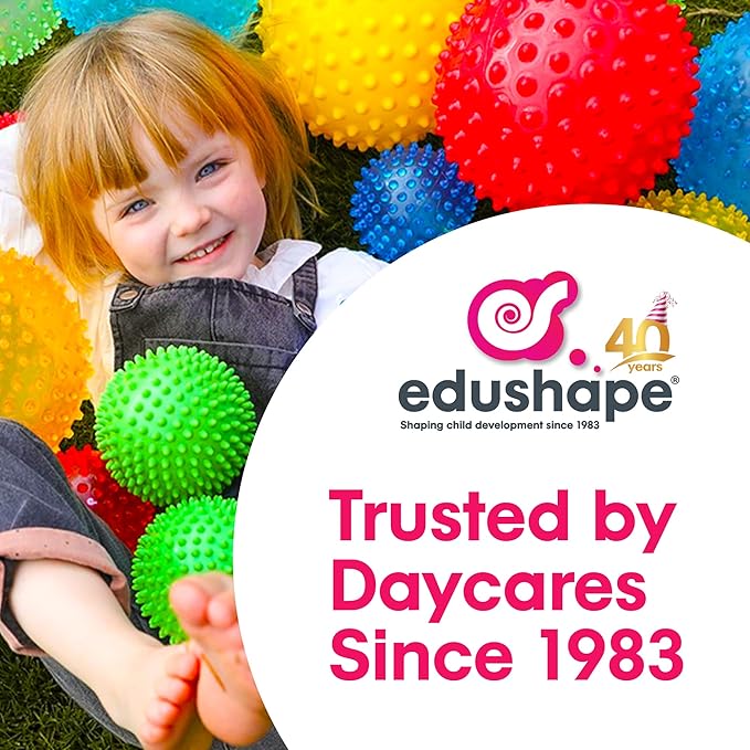 Edushape Original Sensory Ball for Baby - 4" Deflated with Pump - Boho Chic Color - Enhances Gross Motor Skills for Kids 6 Months & Up - Stocking Stuffer