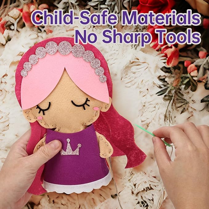 Cymbana Princess Felt Craft Kit for Girls Beginner Sewing Kit, Arts and Crafts for Kids Ages 8-12 Make Your Own Fashion Designer Kits