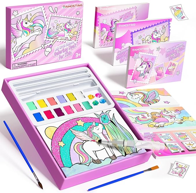 Paint with Water Unicorn Coloring Books for Toddlers,Water Color Paint Set for Teens, Arts and Crafts for Girls Boys Ages 3 4 5 6 7 8+, Birthday Christmas Gift,Travel Toys
