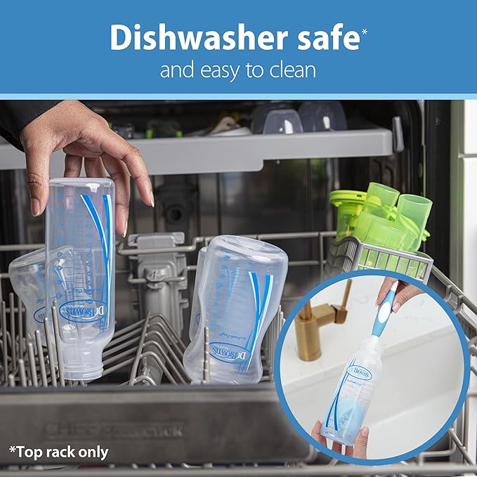 Dr. Brown's Natural Flow Anti-Colic Options+ Narrow Baby Bottle, Pink Floral, 8 oz/250 mL, with Level 1 Slow Flow Nipples, 0m+, 4 Pack