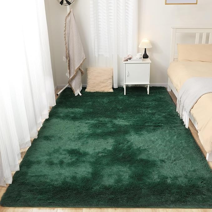 Ultra Soft Area Rug, Fluffy 8x10 Green Rugs for Living Room, Plush Area Rugs for Bedroom, Non-Slip Indoor Carpet for Nursery, Study Room, Kids Room, Room Decor