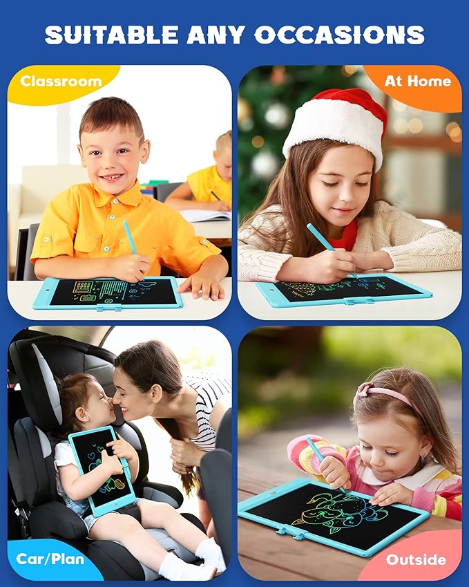 Bravokids Toys for 3-6 Years Old Girls Boys, LCD Writing Tablet 10 Inch Doodle Board, Electronic Drawing Pads, Educational Birthday Gift for 3 4 5 6 7 8 Years Old Kids Toddler (Blue)