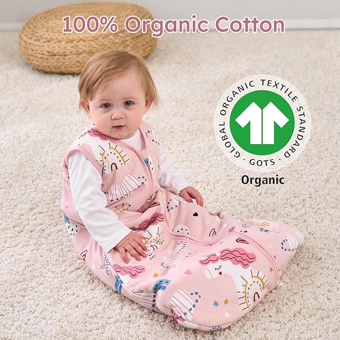 Yoofoss Baby Sleep Sack 6-12 Months, 1.5 Tog Baby Wearable Blanket with 2-Way Zipper, 100% Cotton Organic Fabric Winter Infant Sleeping Sack, Warm Soft Comfy