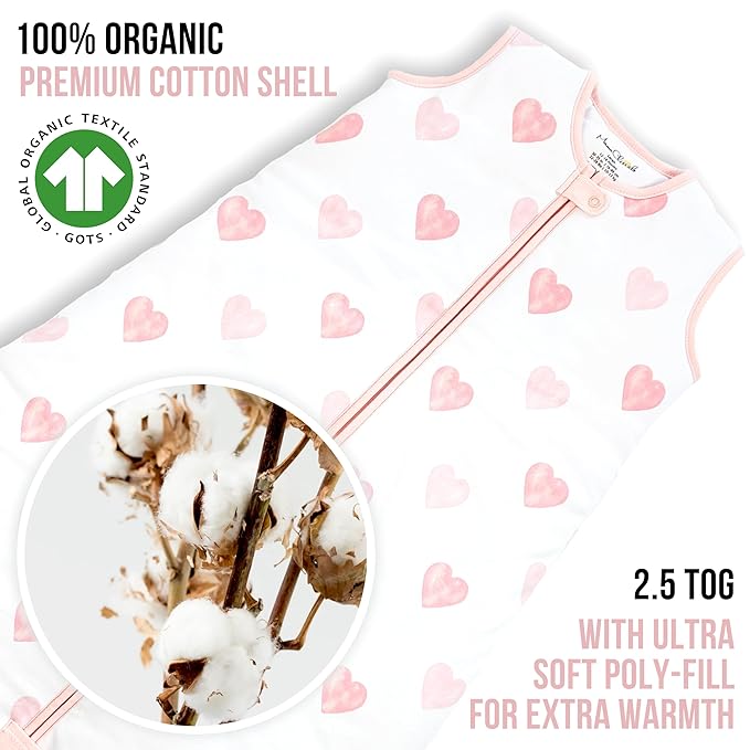 Mama Cheetah Baby Sleep Sack 2.5 TOG, Winter Baby Sleeping Bag with 2-Way Zipper, Organic Cotton Swaddle Transition Wearable Blanket for Boy Girl Infant Toddler, 12-18 Months, 1-Pack