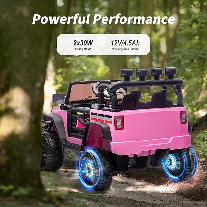 12V Kids Ride on Car Truck, Kids Electric Vehicles Car Ride on Toy for Toddlers with Remote Control - Light Pink