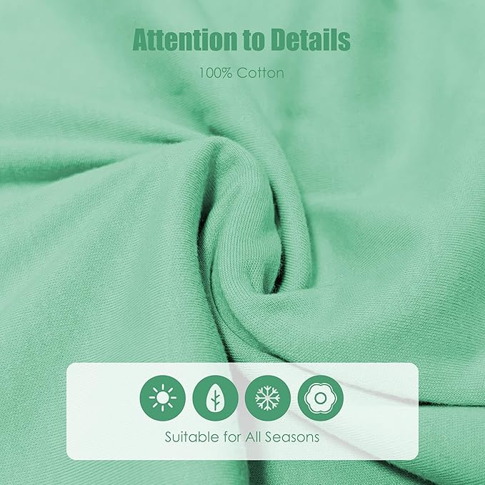 SWEET DOLPHIN Baby Sleep Sack 6-12 Months - 100% Cotton 2-Way Zipper TOG 0.5 Infant Wearable Blanket, Newborn Essentials Toddler 3 Pack Sleeping Sacks - Green