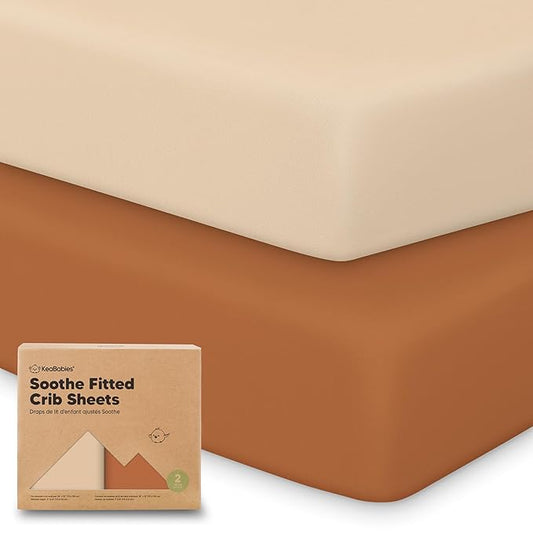 KeaBabies 2-Pack Organic Crib Sheets for Boys, Girls - 52x28 Fitted Crib Mattress Sheet Neutral, Breathable Jersey Cotton Cover for Baby Bed, Toddler Mattress, Soft & Cute Prints (Rust)