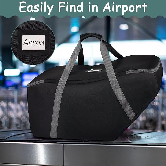 Car Seat Travel Bag Fit Graco SnugRide 35 Lite and Base, Chicco KeyFit 30 and Base, Car seat Bags for Air Travel, Padded Infant Carrier Bag with side pocket and Protective Feet, Extra small Bag