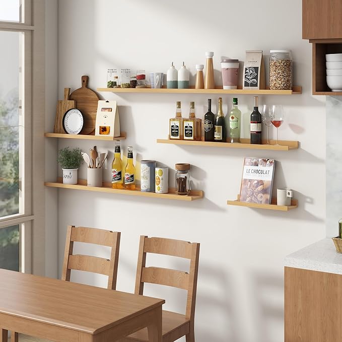 Floating Picture Ledge Shelves for Wall Set of 4, 56 Inch Wall Shelves with Lip Long Large Nursery Book Shelf for Toys Storage Kids Bookshelf Wall Mounted Living Room Bedroom Decor Frames