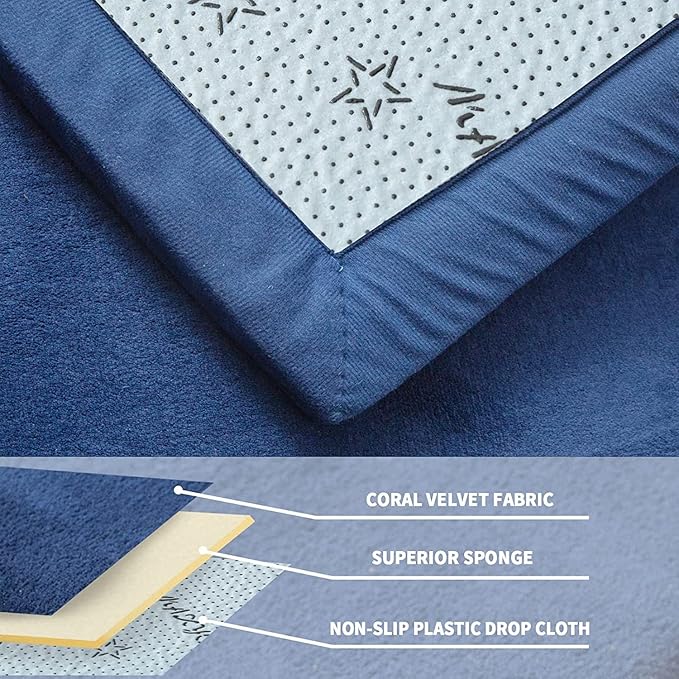 MAXYOYO Baby Play Mat, 1.2" Thick Memory Foam Soft Padded Carpet with Non-Slip Backing, 5x7 ft Japanese Tatami Rug Living Room for Kids, Toddler, Children, Nusery(Navy)