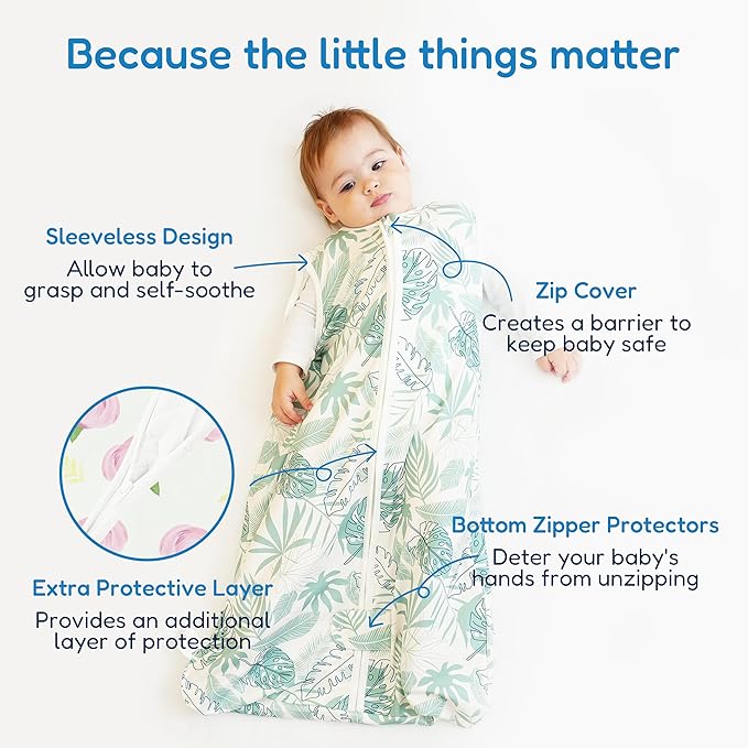TotAha Sleep Sack 6-12-15 Months 3-Pack,Stretchy,Buttery Soft Swaddle Transition Sleeping Bag,Light Baby Wearable Blanket with 2-Way Safe Zippers for Boys and Girls, 0.5 TOG