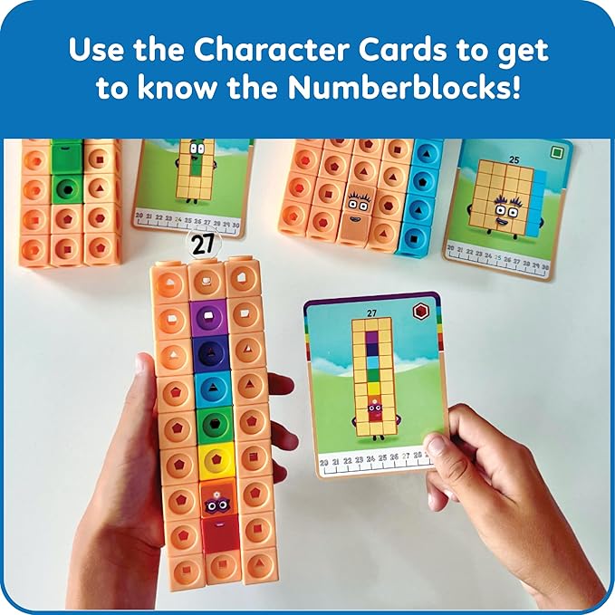 hand2mind MathLink Cubes Numberblocks 21-30 Activity Set, 20 Preschool Learning Activities, Counting Blocks, Linking Cubes, Educational Toys for Kids, Number Games, Math Manipulatives Kindergarten