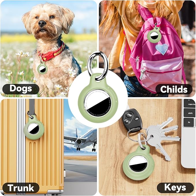 Upgrade Waterproof Airtags Holder with Apple Airtags Keychain, Hard PC Air Tag Case, Anti-Scratch & Shock Air tag Holder,Men's Women's Keyrings & Keychains, for Dog,Car Key,Luggage -Light Green